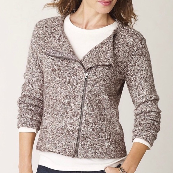 Marled Asymmetric Zip Cardigan Sweater 